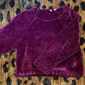 Anthro Moth Velvet Chenille Dolman Cropped Sweater